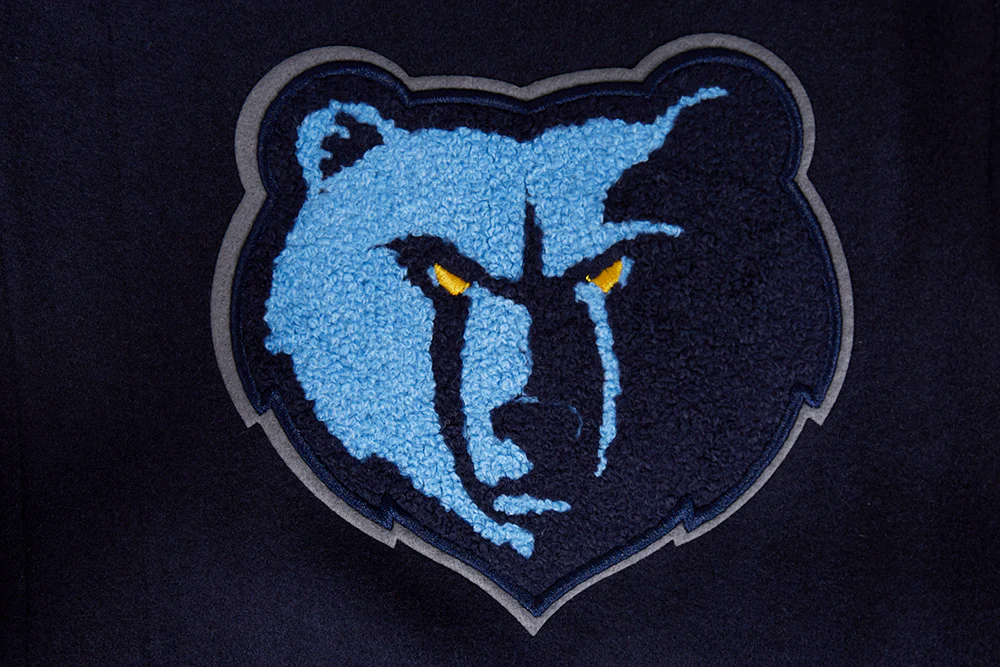 NBA MEMPHIS GRIZZLIES SCRIPT TAIL MEN'S RIB WOOL VARSITY JACKET (MIDNIGHT NAVY/WHITE) - Image 5