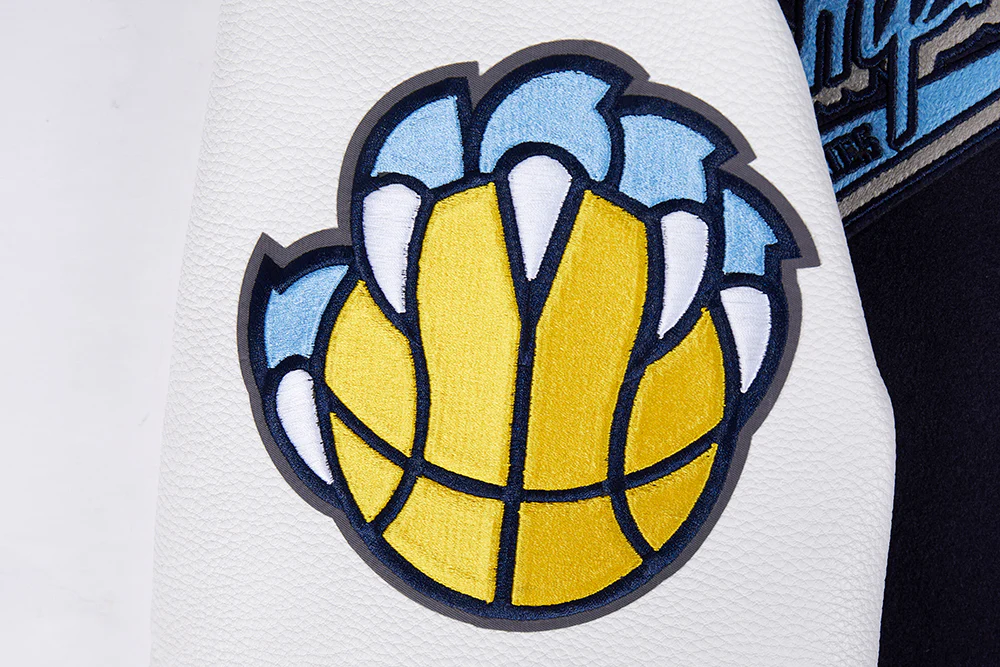 NBA MEMPHIS GRIZZLIES SCRIPT TAIL MEN'S RIB WOOL VARSITY JACKET (MIDNIGHT NAVY/WHITE) - Image 6