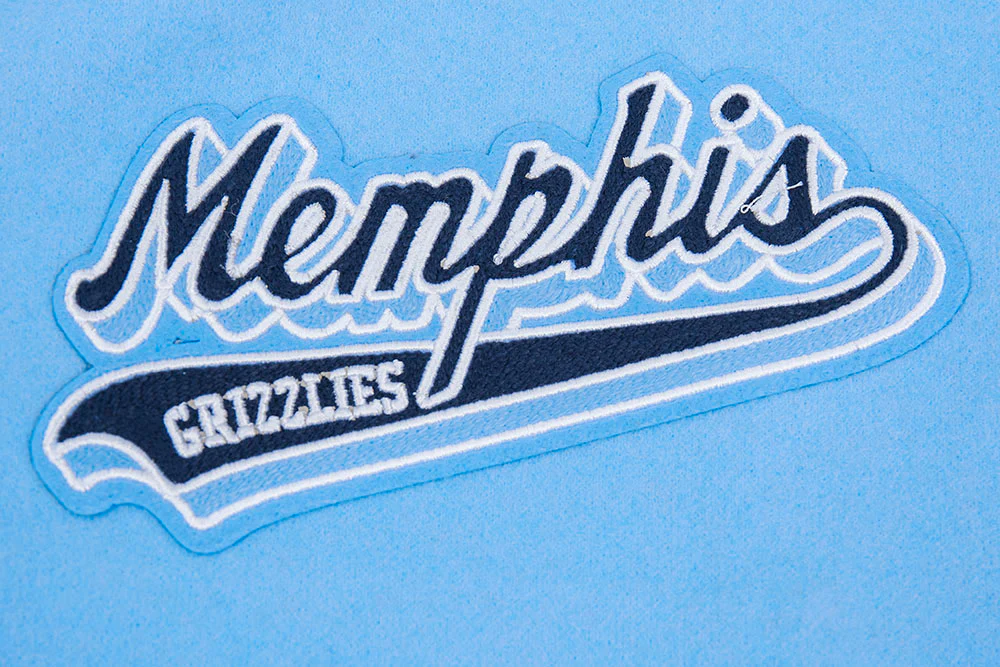 NBA MEMPHIS GRIZZLIES SCRIPT TAIL MEN'S RIB WOOL VARSITY JACKET (UNIVERSITY BLUE/WHITE) - Image 5