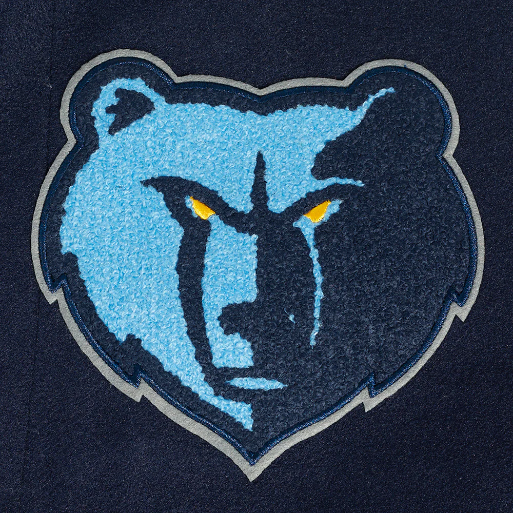 NBA MEMPHIS GRIZZLIES OLD ENGLISH MEN'S RIB WOOL VARSITY JACKET (MIDNIGHT NAVY/WHITE) - Image 5