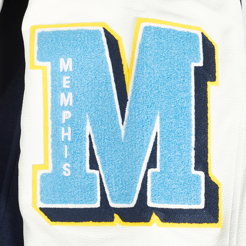NBA MEMPHIS GRIZZLIES OLD ENGLISH MEN'S RIB WOOL VARSITY JACKET (MIDNIGHT NAVY/WHITE) - Image 8