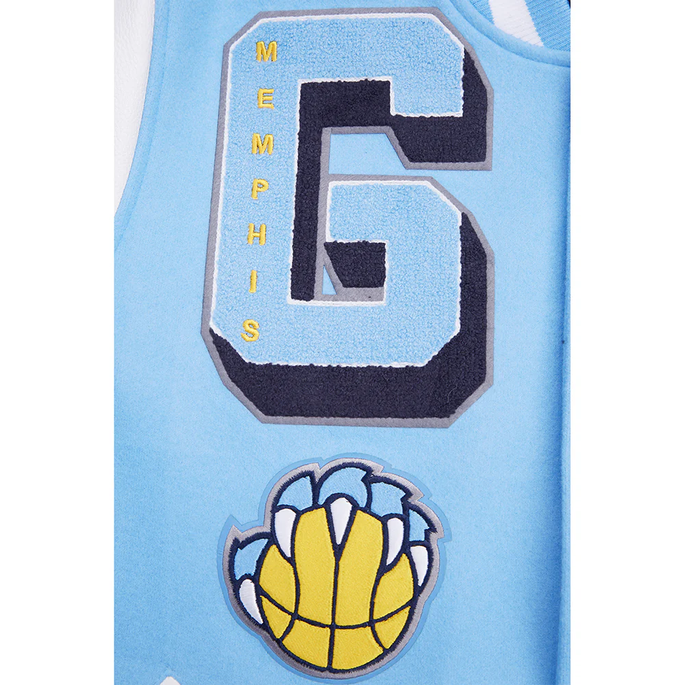 NBA MEMPHIS GRIZZLIES MASHUP MEN'S RIB WOOL VARSITY JACKET (UNIVERSITY BLUE/WHITE) - Image 11