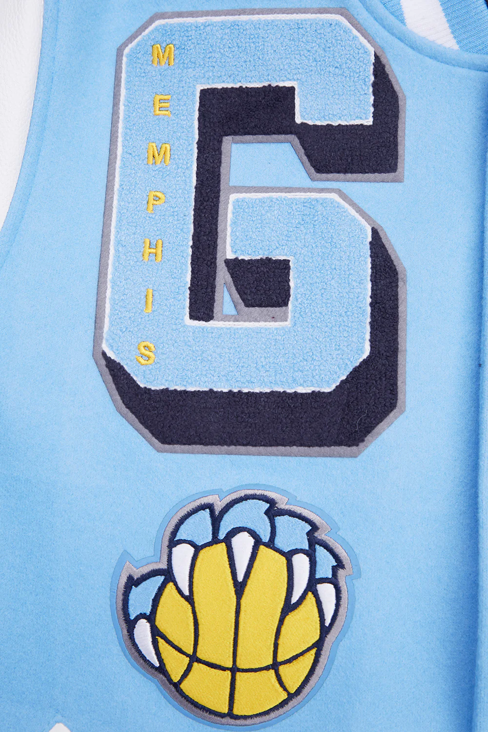 NBA MEMPHIS GRIZZLIES MASHUP MEN'S RIB WOOL VARSITY JACKET (UNIVERSITY BLUE/WHITE) - Image 14