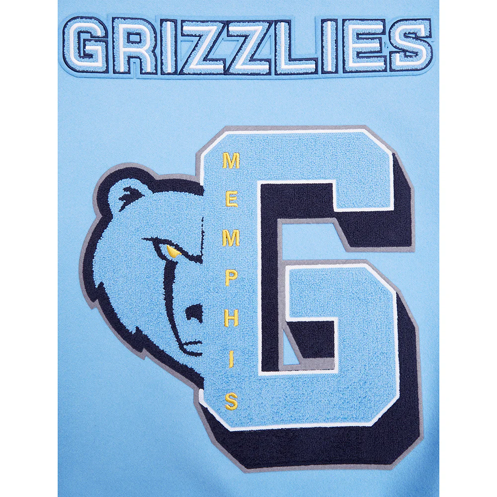 NBA MEMPHIS GRIZZLIES MASHUP MEN'S RIB WOOL VARSITY JACKET (UNIVERSITY BLUE/WHITE) - Image 9
