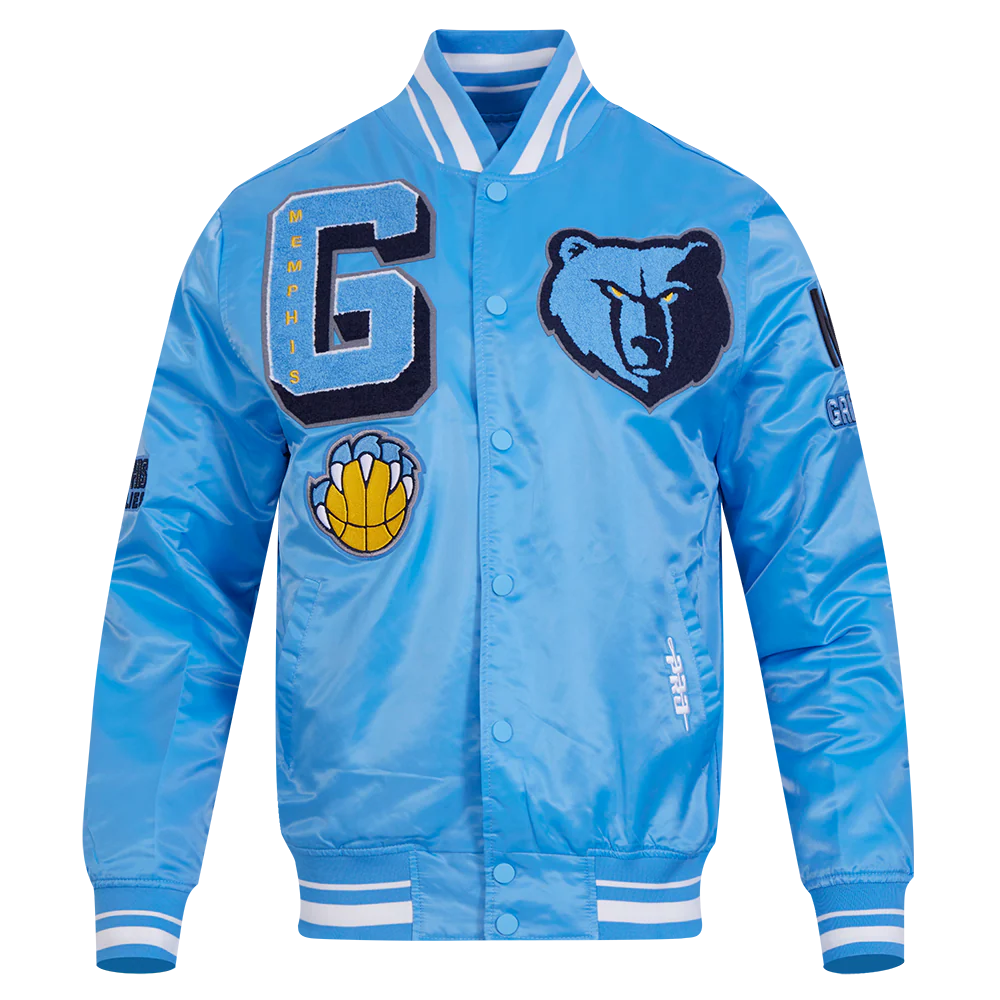 NBA MEMPHIS GRIZZLIES MASHUP MEN'S RIB SATIN JACKET (UNIVERSITY BLUE)