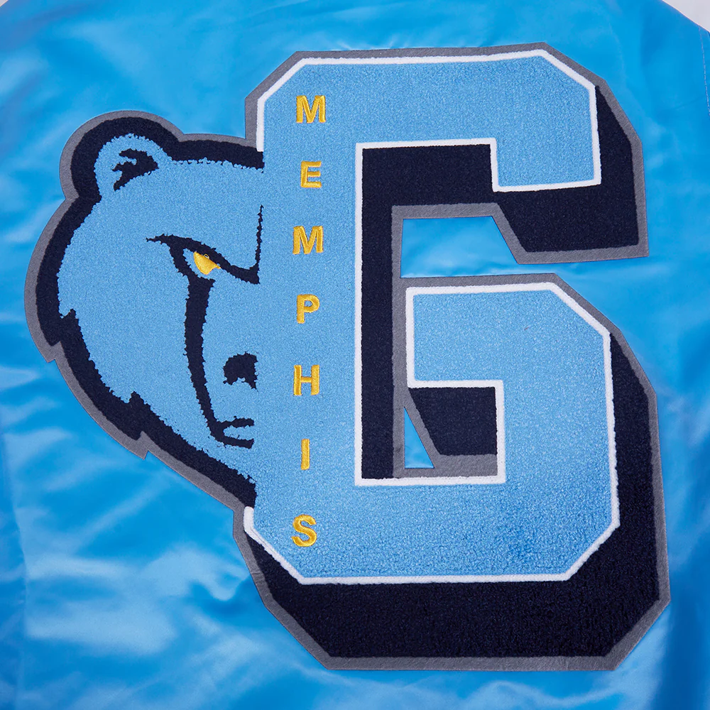 NBA MEMPHIS GRIZZLIES MASHUP MEN'S RIB SATIN JACKET (UNIVERSITY BLUE) - Image 11