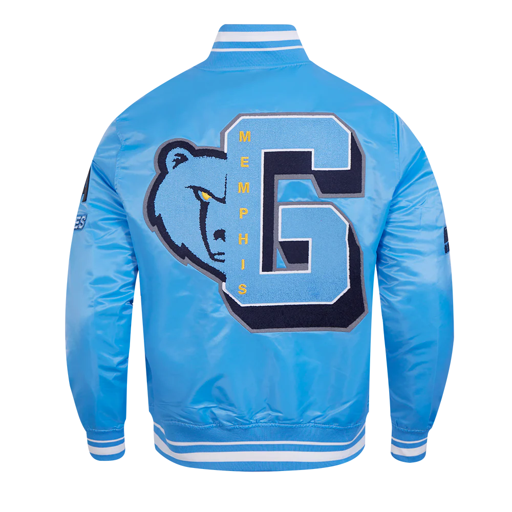 NBA MEMPHIS GRIZZLIES MASHUP MEN'S RIB SATIN JACKET (UNIVERSITY BLUE) - Image 3