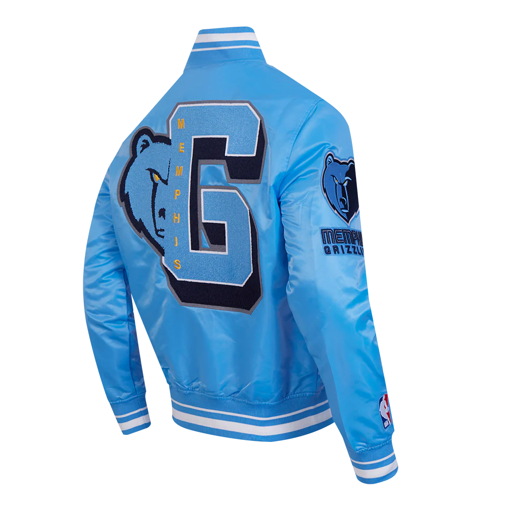 NBA MEMPHIS GRIZZLIES MASHUP MEN'S RIB SATIN JACKET (UNIVERSITY BLUE) - Image 4
