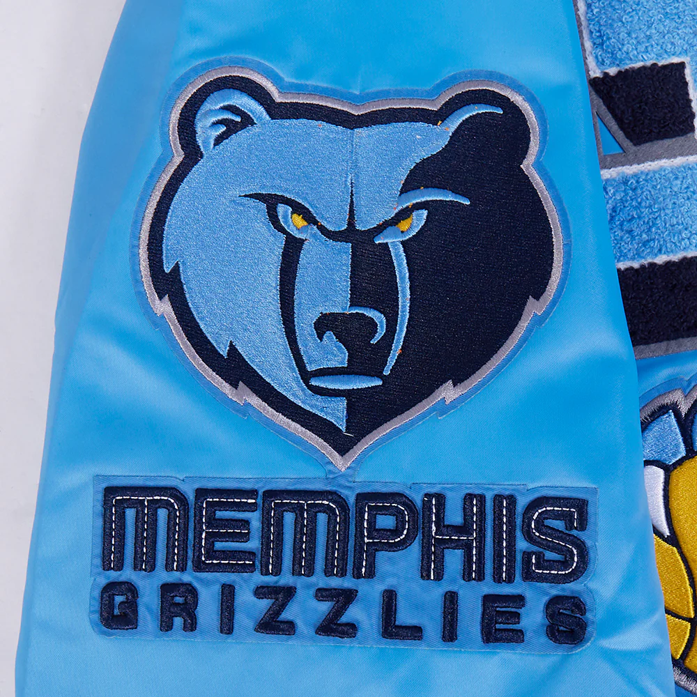NBA MEMPHIS GRIZZLIES MASHUP MEN'S RIB SATIN JACKET (UNIVERSITY BLUE) - Image 6