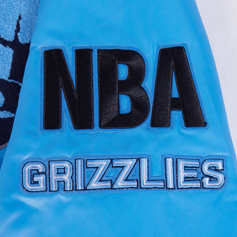 NBA MEMPHIS GRIZZLIES MASHUP MEN'S RIB SATIN JACKET (UNIVERSITY BLUE) - Image 7
