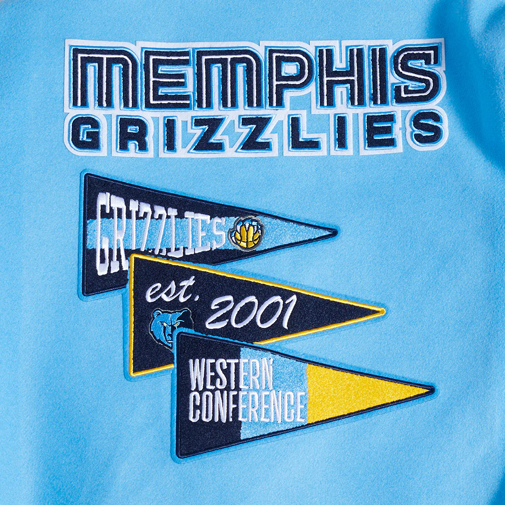 NBA MEMPHIS GRIZZLIES TEAM PENNANTS MEN'S RIB WOOL VARSITY JACKET (UNIVERSITY BLUE/WHITE) - Image 5