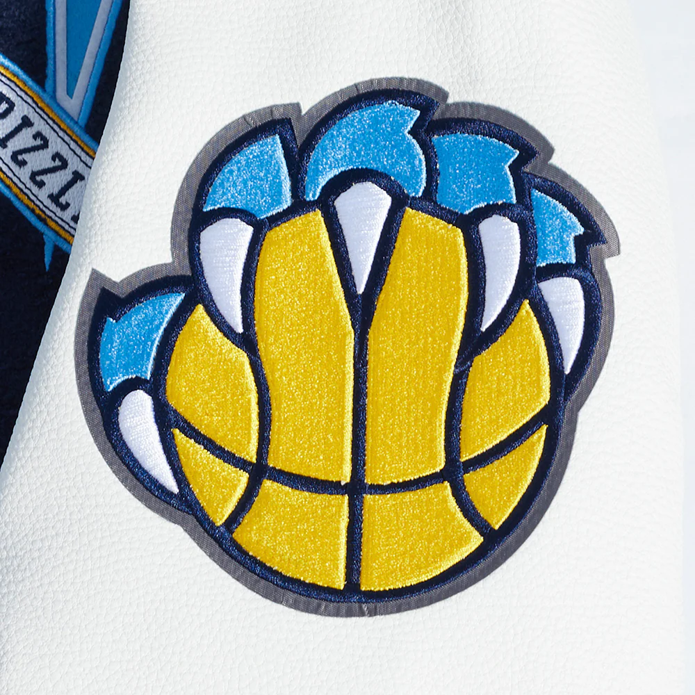 NBA MEMPHIS GRIZZLIES TEAM PENNANTS MEN'S RIB WOOL VARSITY JACKET (UNIVERSITY BLUE/WHITE) - Image 6