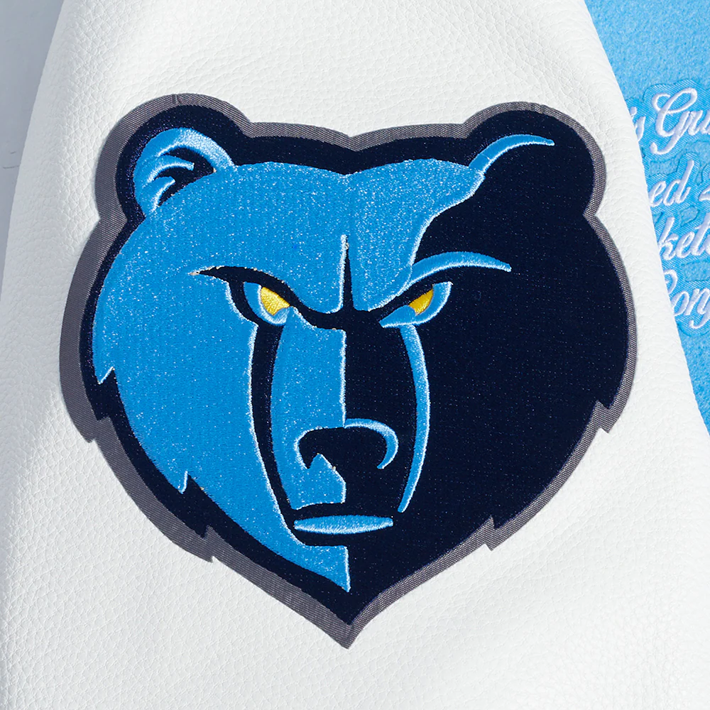 NBA MEMPHIS GRIZZLIES TEAM PENNANTS MEN'S RIB WOOL VARSITY JACKET (UNIVERSITY BLUE/WHITE) - Image 7