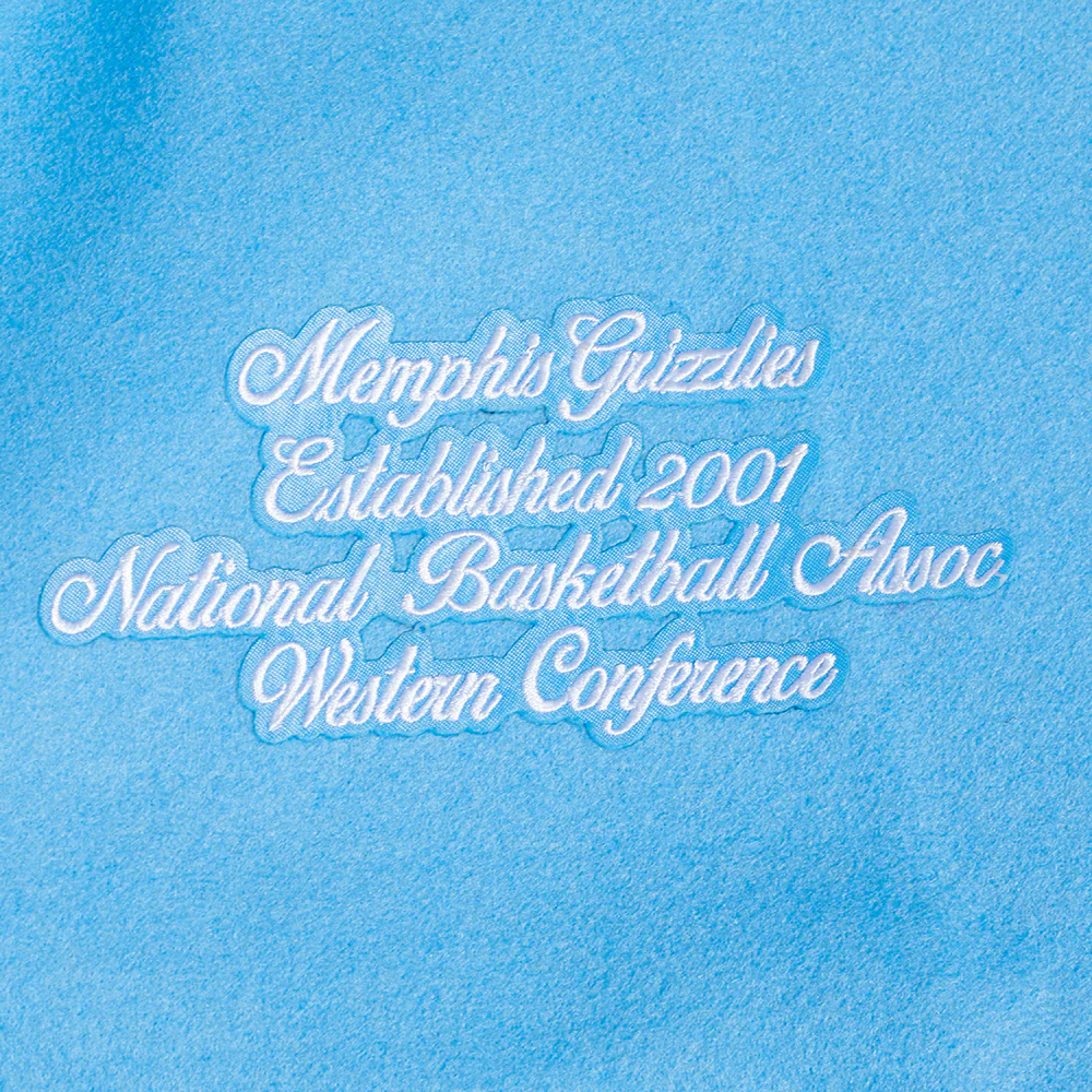 NBA MEMPHIS GRIZZLIES TEAM PENNANTS MEN'S RIB WOOL VARSITY JACKET (UNIVERSITY BLUE/WHITE) - Image 9