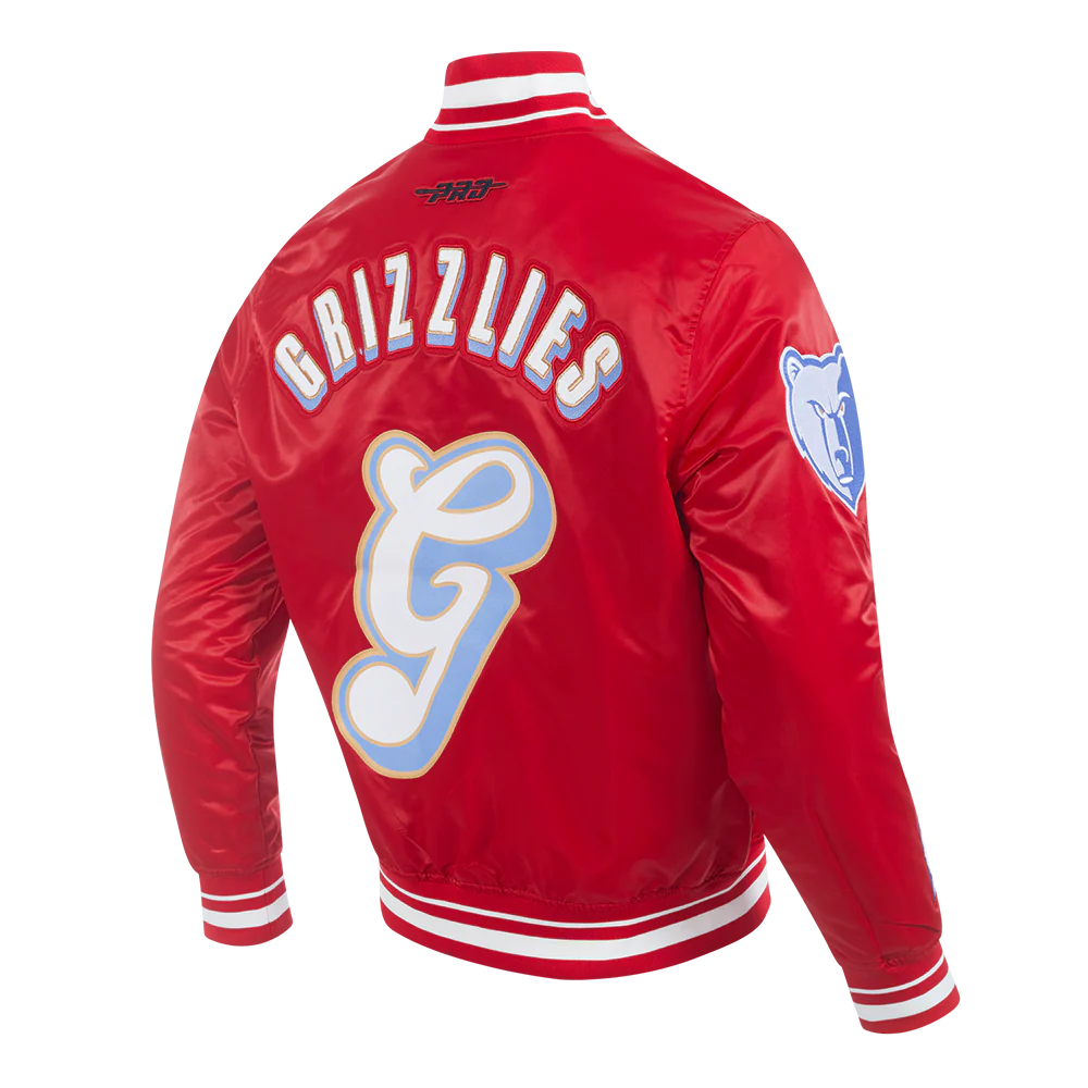 NBA MEMPHIS GRIZZLIES CITY EDITION 24-25 MEN'S RIB SATIN JACKET (RED) - Image 4