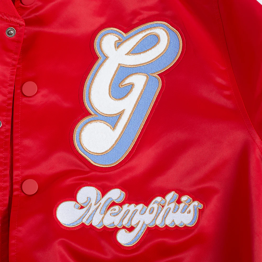 NBA MEMPHIS GRIZZLIES CITY EDITION 24-25 MEN'S RIB SATIN JACKET (RED) - Image 5