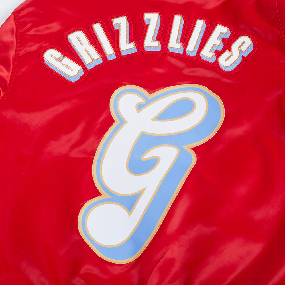 NBA MEMPHIS GRIZZLIES CITY EDITION 24-25 MEN'S RIB SATIN JACKET (RED) - Image 8