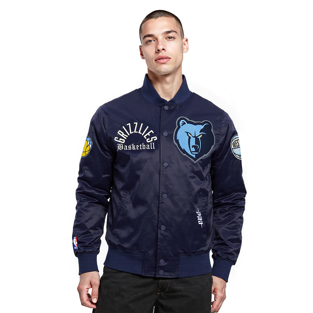 NBA MEMPHIS GRIZZLIES MODERN ORIGINALS MEN'S SATIN JACKET (NAVY)