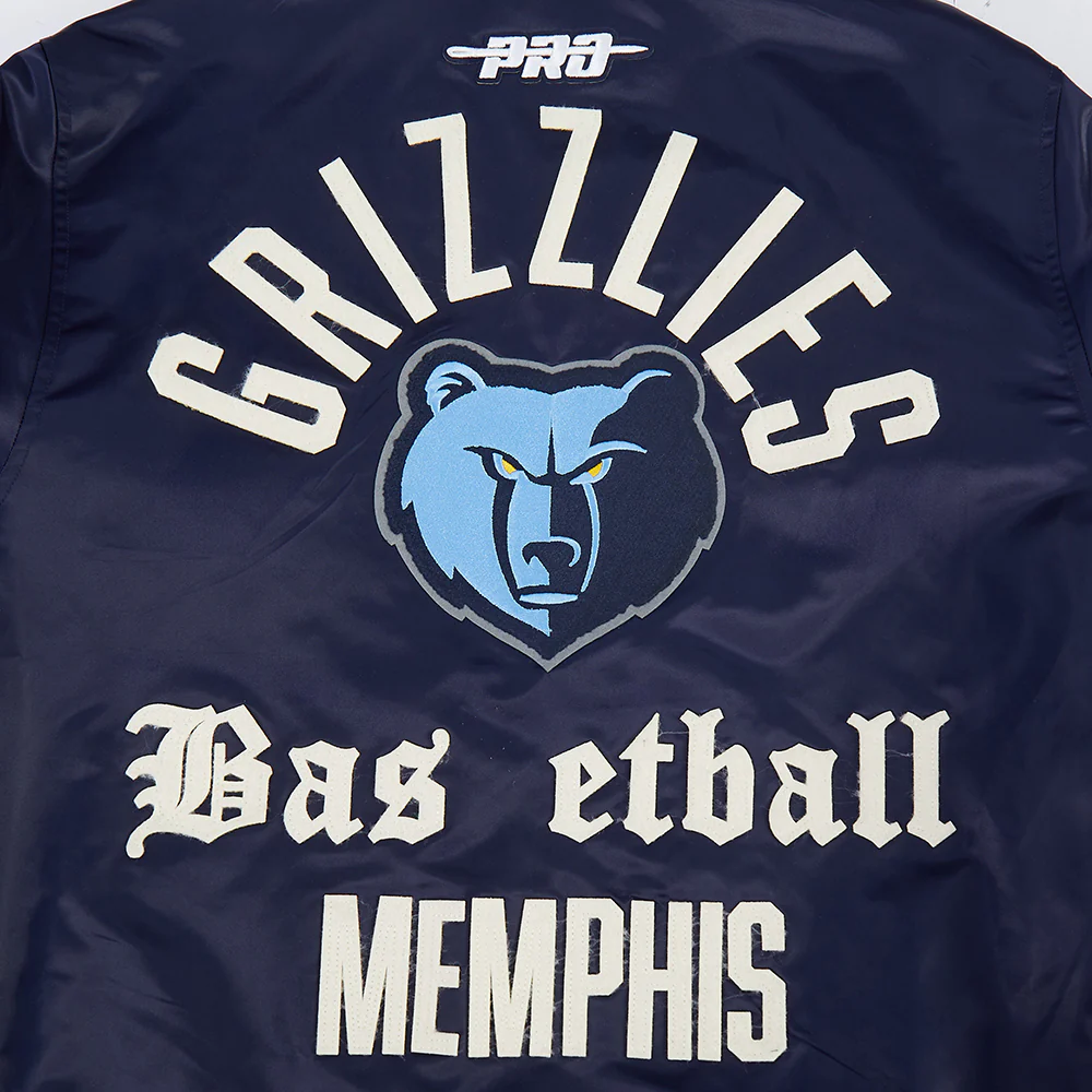 NBA MEMPHIS GRIZZLIES MODERN ORIGINALS MEN'S SATIN JACKET (NAVY) - Image 10