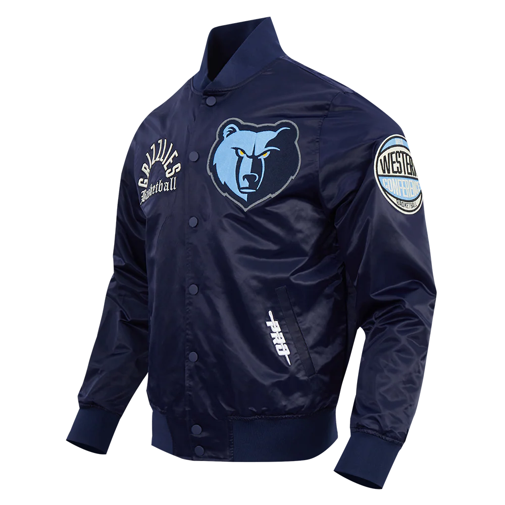 NBA MEMPHIS GRIZZLIES MODERN ORIGINALS MEN'S SATIN JACKET (NAVY) - Image 3