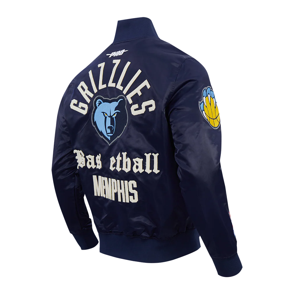 NBA MEMPHIS GRIZZLIES MODERN ORIGINALS MEN'S SATIN JACKET (NAVY) - Image 4