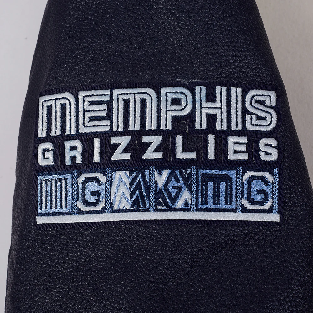 NBA MEMPHIS GRIZZLIES CITY EDITION 25-26 MEN'S RIB WOOL VARSITY JACKET (EGGSHELL/ MIDNIGHT NAVY) - Image 5