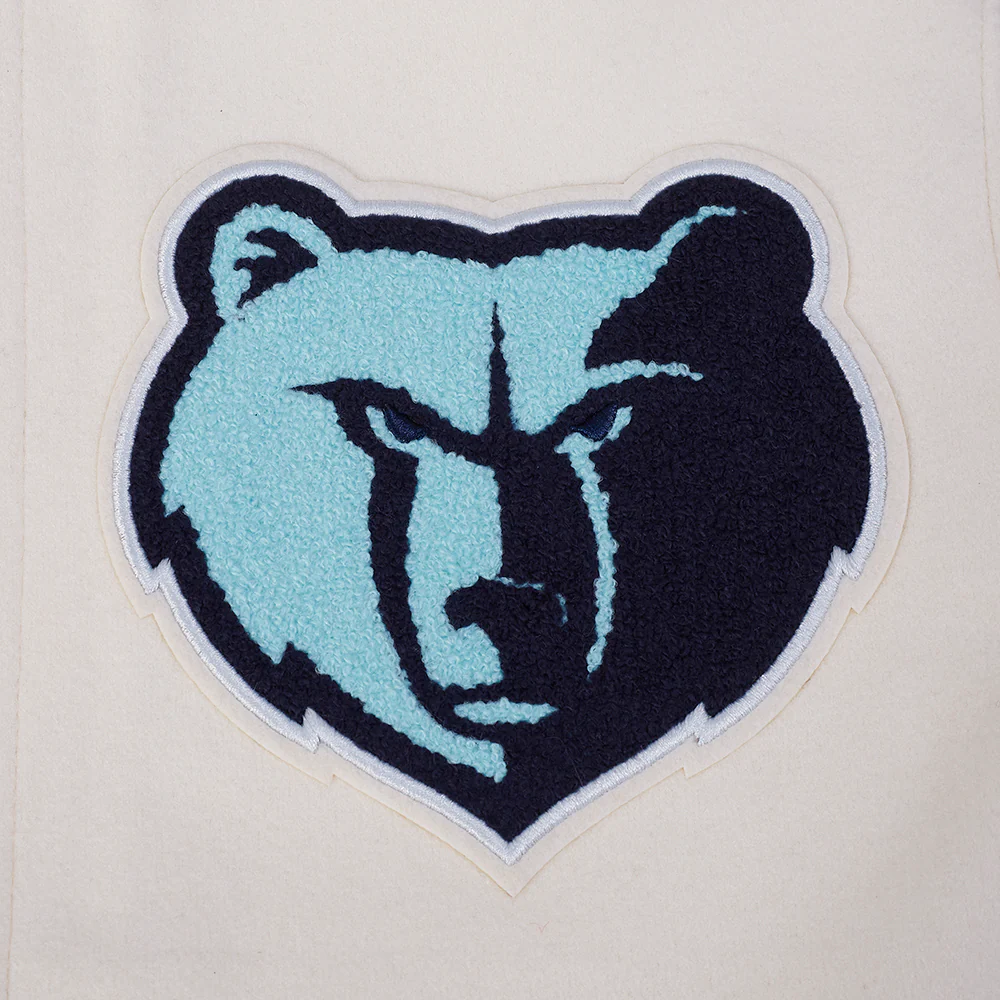 NBA MEMPHIS GRIZZLIES CITY EDITION 25-26 MEN'S RIB WOOL VARSITY JACKET (EGGSHELL/ MIDNIGHT NAVY) - Image 8