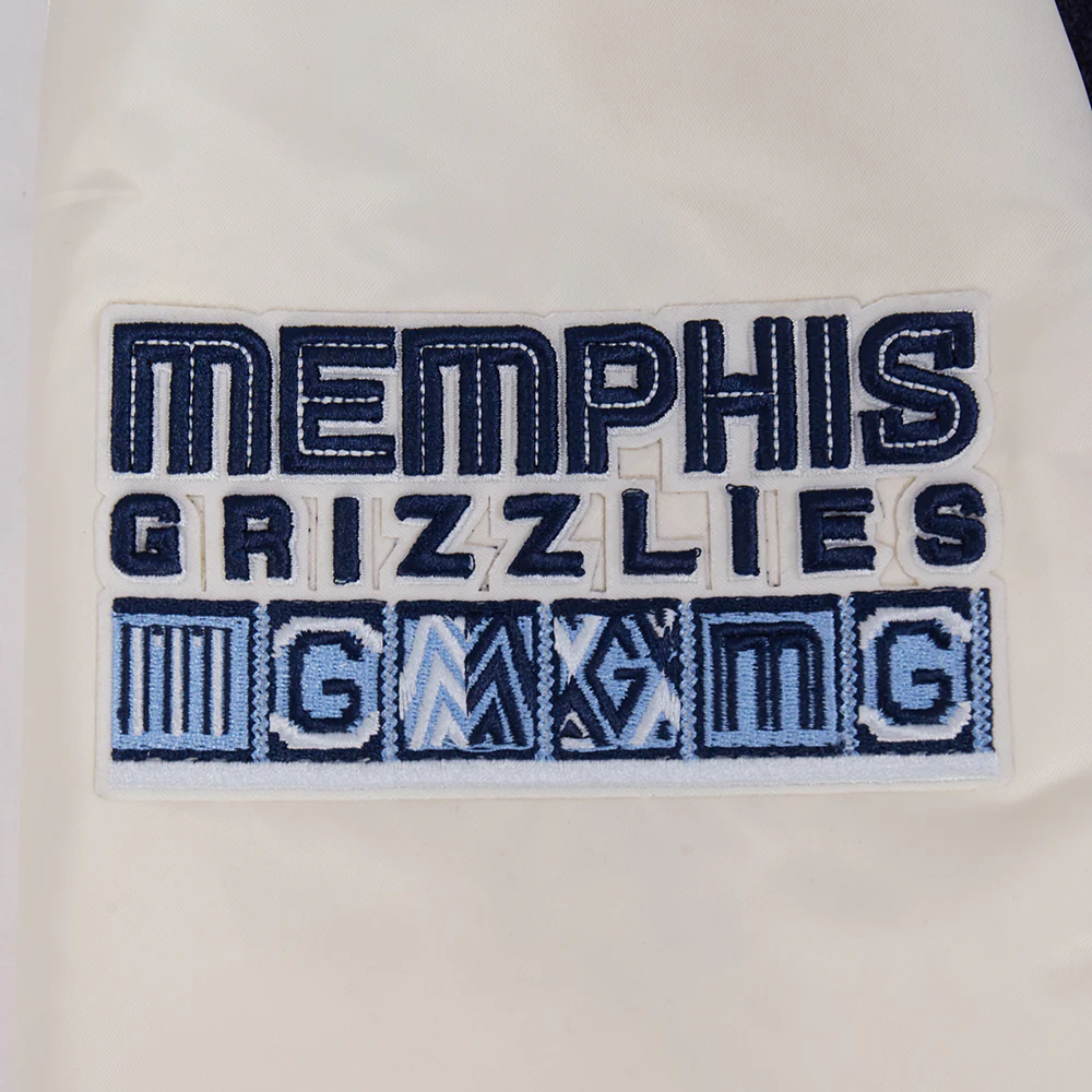 NBA MEMPHIS GRIZZLIES CITY EDITION 25-26 MEN'S PRO SATIN YD RIB JACKET (EGGSHELL/ MIDNIGHT NAVY) - Image 7