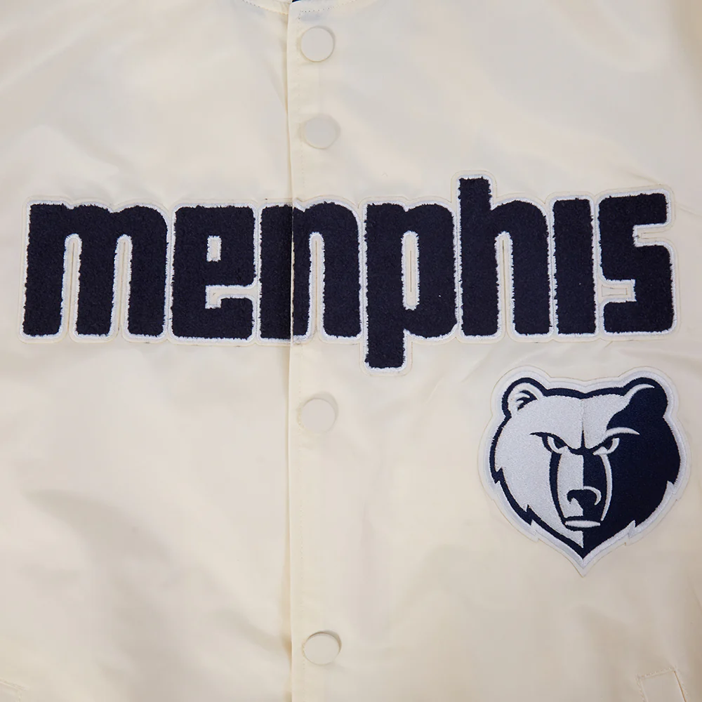 NBA MEMPHIS GRIZZLIES CITY EDITION 25-26 MEN'S PRO SATIN YD RIB JACKET (EGGSHELL/ MIDNIGHT NAVY) - Image 9