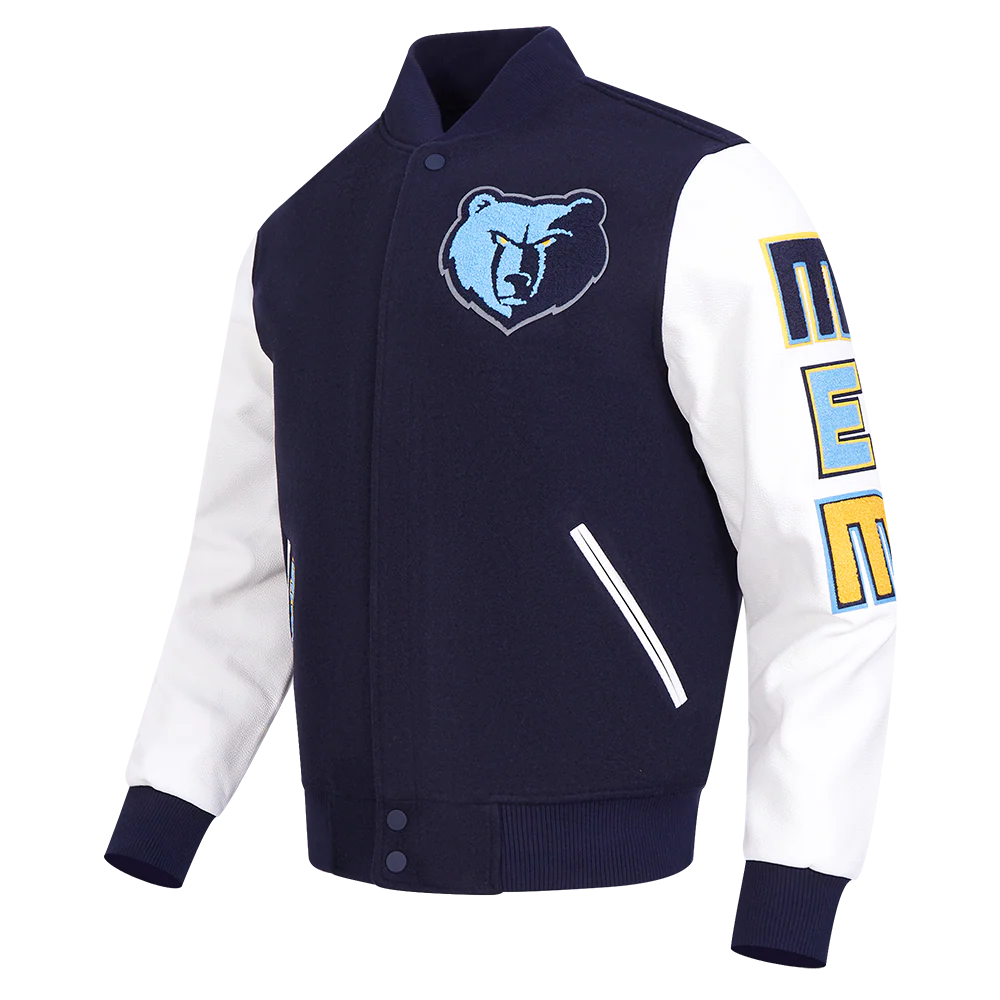 NBA MEMPHIS GRIZZLIES CLASSIC WOOL MEN'S VARSITY JACKET (NAVY) - Image 2