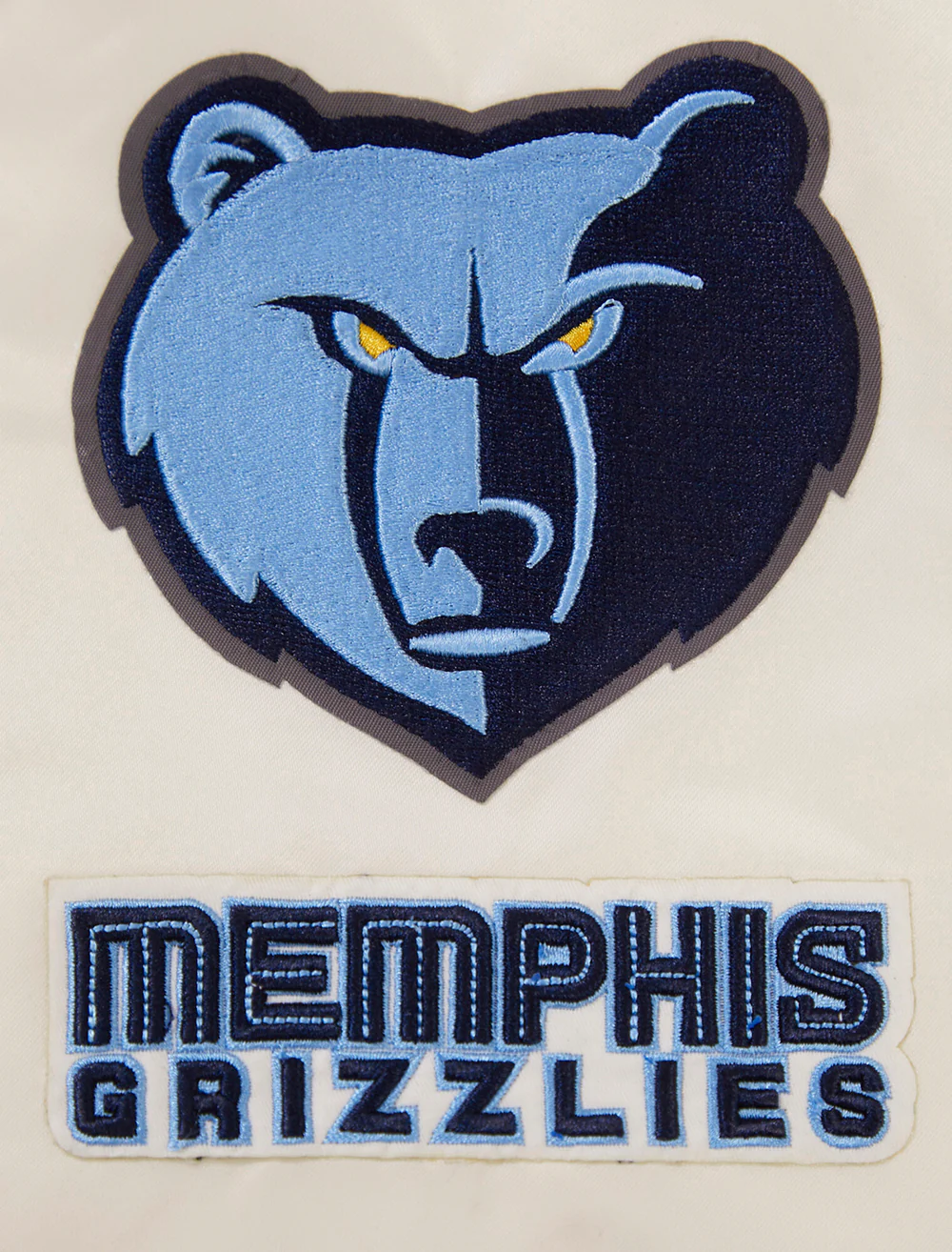 NBA MEMPHIS GRIZZLIES RETRO CLASSIC MEN'S RIB SATIN JACKET (EGGSHELL/UNIVERSAL BLUE) - Image 9