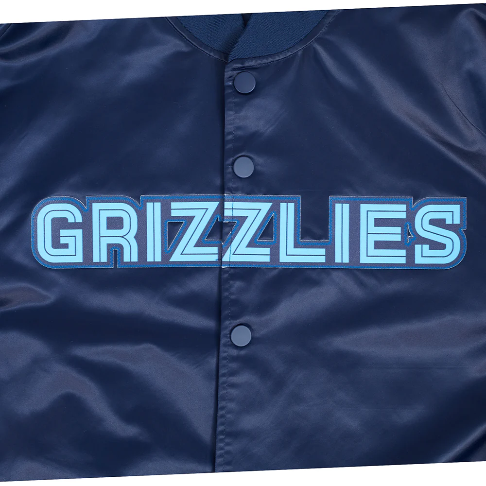 NBA MEMPHIS GRIZZLIES CLASSIC SATIN JACKET (MIDNIGHT NAVY) - Image 5