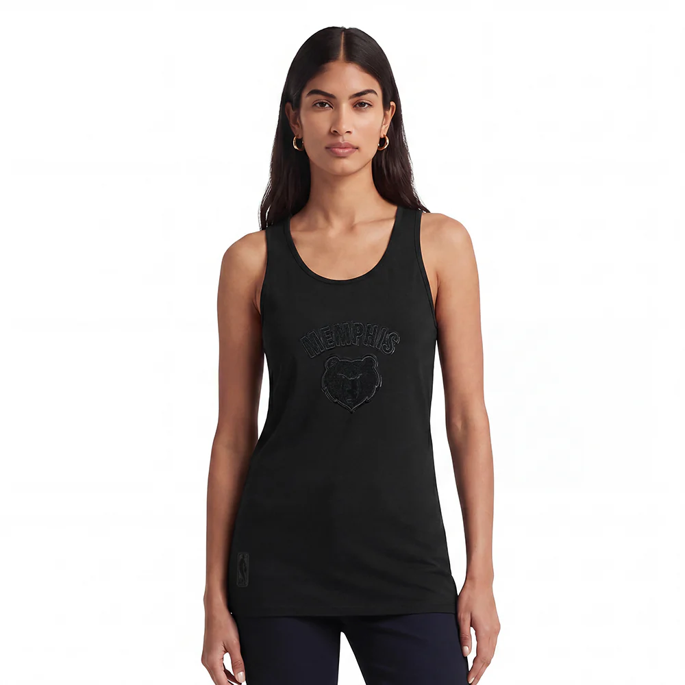 NBA MEMPHIS GRIZZLIES TRIPLE BLACK WOMEN'S RELAXED FIT RACERBACK (TRIPLE BLACK)