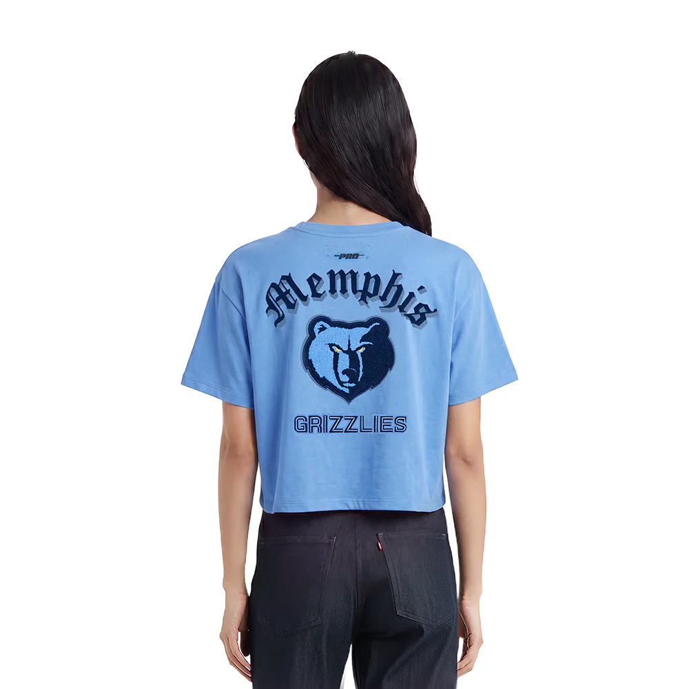 NBA MEMPHIS GRIZZLIES OLD ENGLISH WOMEN'S SJ BOXY TEE (UNIVERSITY BLUE) - Image 2