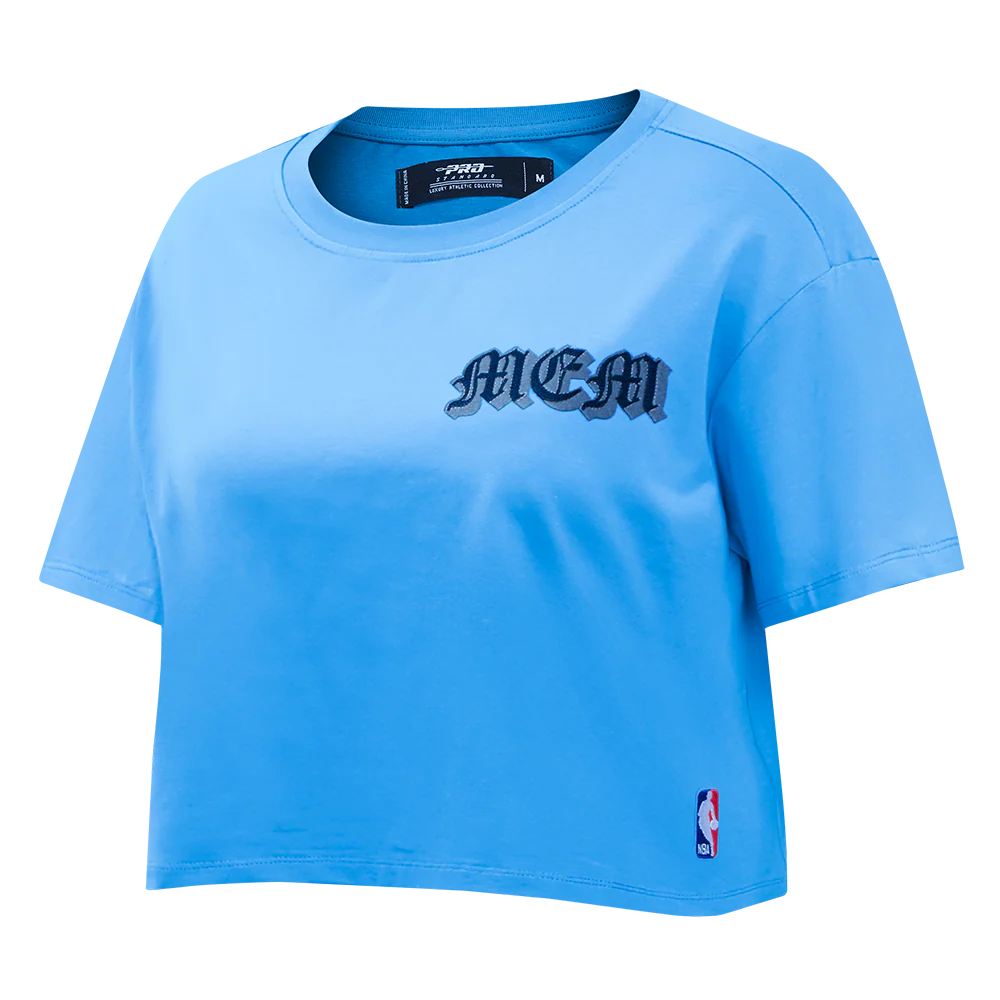 NBA MEMPHIS GRIZZLIES OLD ENGLISH WOMEN'S SJ BOXY TEE (UNIVERSITY BLUE) - Image 4