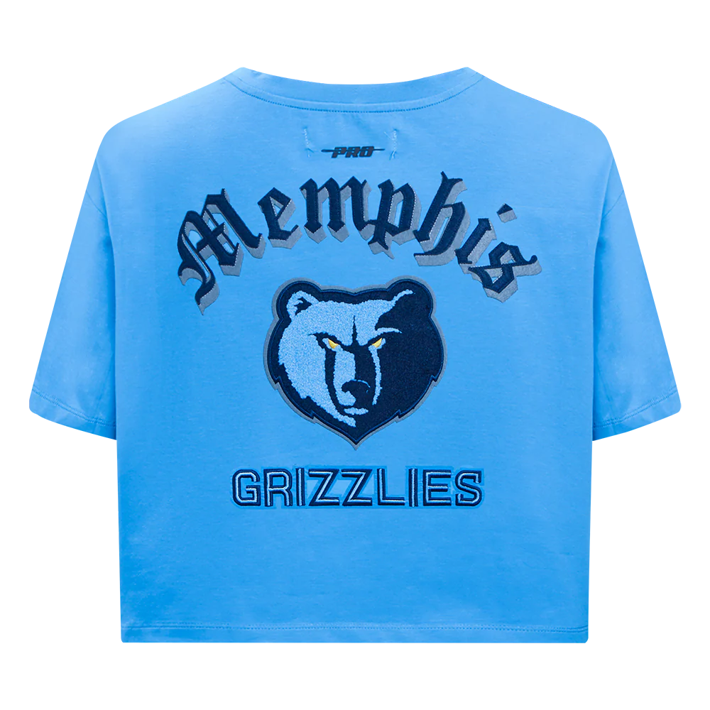 NBA MEMPHIS GRIZZLIES OLD ENGLISH WOMEN'S SJ BOXY TEE (UNIVERSITY BLUE) - Image 5