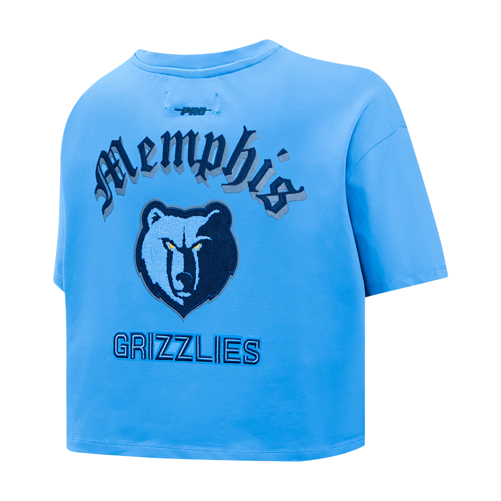 NBA MEMPHIS GRIZZLIES OLD ENGLISH WOMEN'S SJ BOXY TEE (UNIVERSITY BLUE) - Image 6