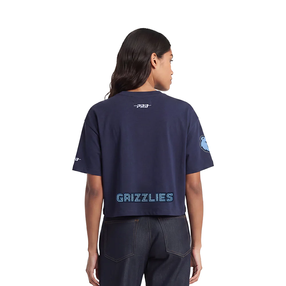 NBA MEMPHIS GRIZZLIES JA MORANT #12 CLASSIC PNN WOMEN'S SJ BOXY TEE (MIDNIGHT NAVY) - Image 2