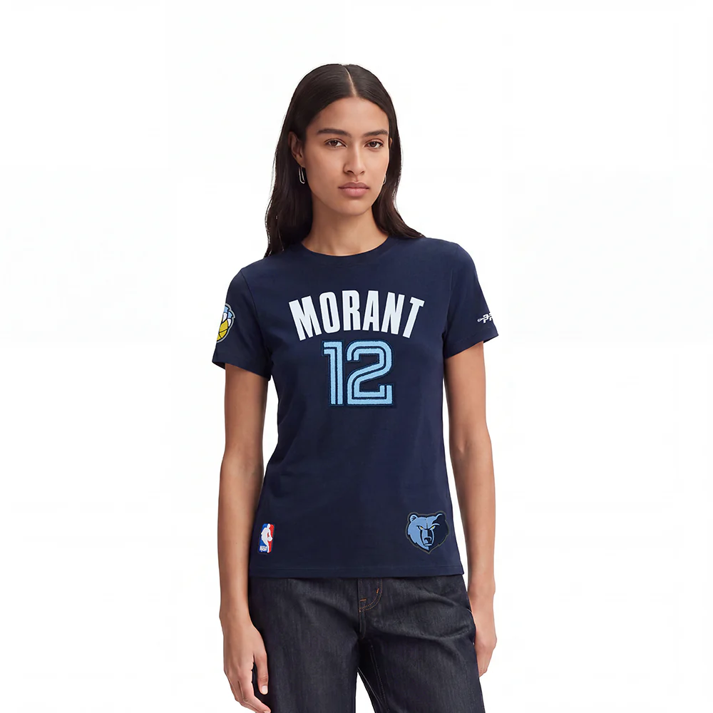 NBA MEMPHIS GRIZZLIES JA MORANT #12 CLASSIC PNN WOMEN'S SJ SLIM FIT TE (MIDNIGHT NAVY)