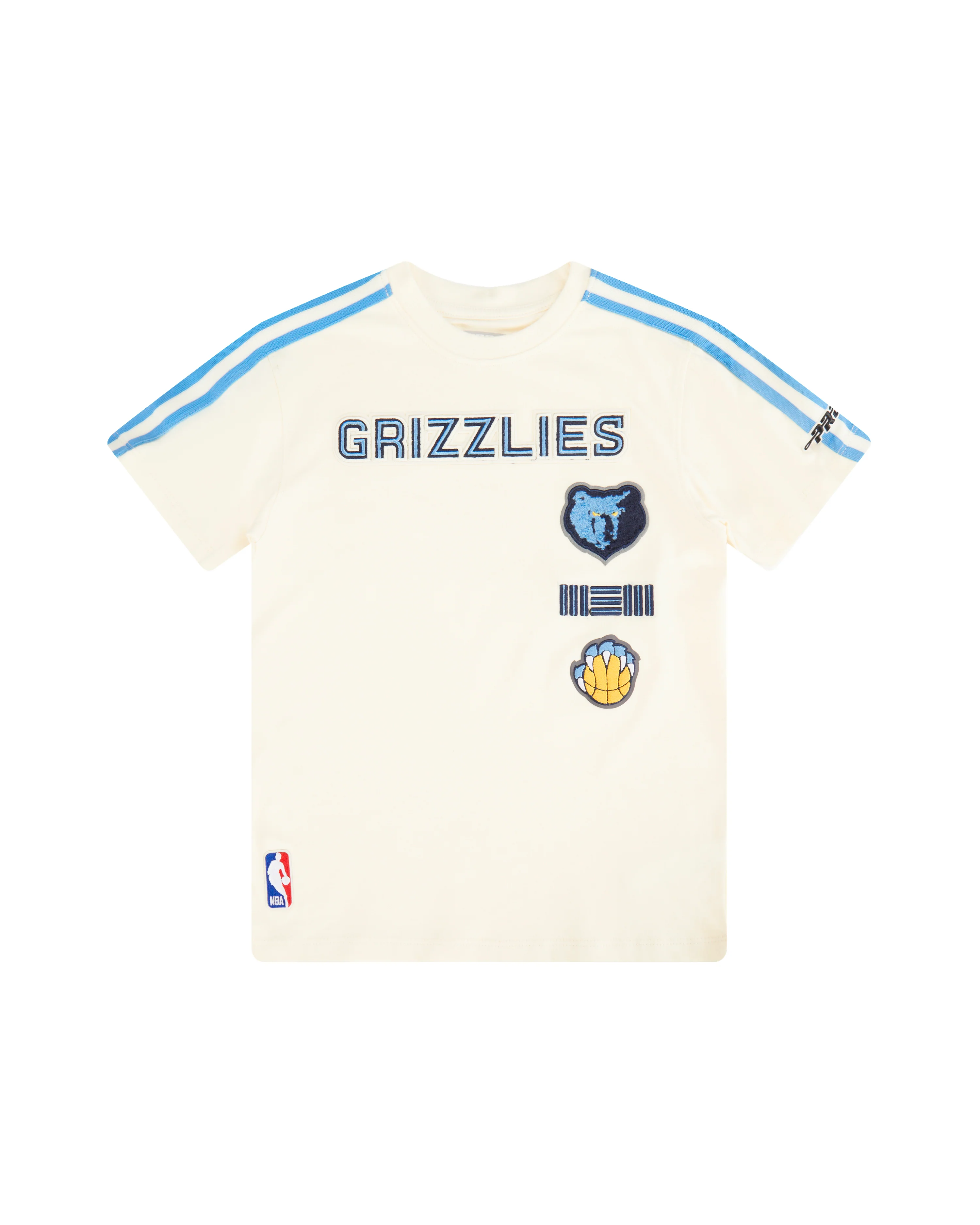 NBA MEMPHIS GRIZZLIES RETRO CLASSIC BIG BOYS SHORT SLEEVE TAPING TEE (EGGSHELL/ UNIVERSITY BLUE)