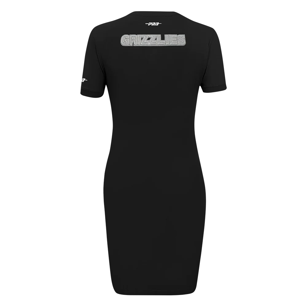 NBA MEMPHIS GRIZZLIES REVERSE FRENCH TERRY WOMEN'S BODYCON DRESS (BLACK) - Image 3
