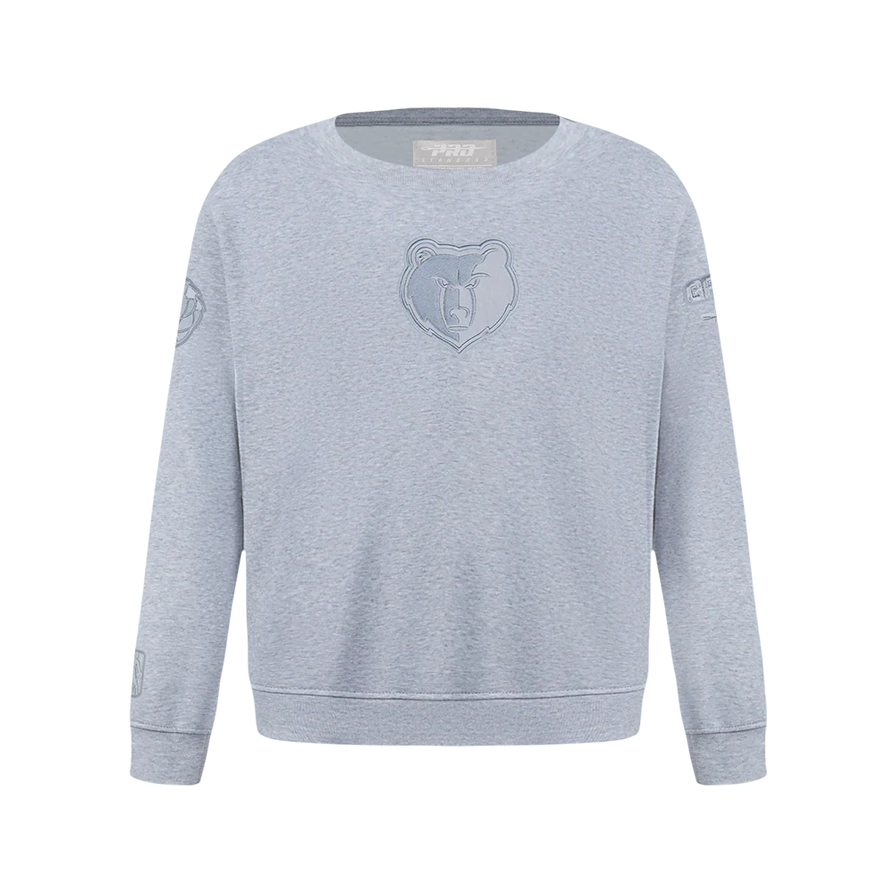 NBA MEMPHIS GRIZZLIES NEUTRAL BIG BOYS FLC CREWNECK (DARK HEATHER GRAY)