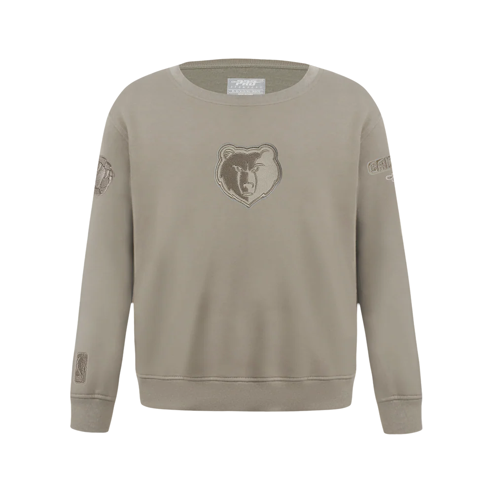NBA MEMPHIS GRIZZLIES NEUTRAL BIG BOYS FLEECE CREWNECK (TAUPE)