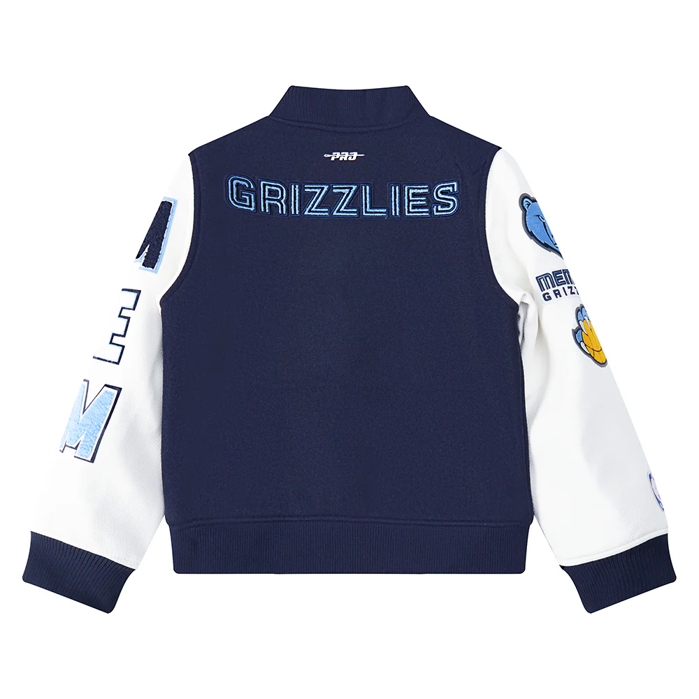 NBA MEMPHIS GRIZZLIES CLASSIC BIG BOYS WOOL VARSITY JACKET (MIDNIGHT NAVY/WHITE) - Image 4