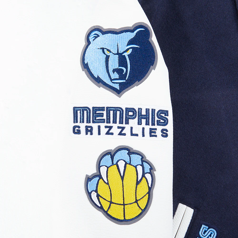 NBA MEMPHIS GRIZZLIES CLASSIC BIG BOYS WOOL VARSITY JACKET (MIDNIGHT NAVY/WHITE) - Image 6