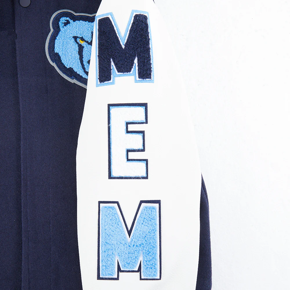 NBA MEMPHIS GRIZZLIES CLASSIC BIG BOYS WOOL VARSITY JACKET (MIDNIGHT NAVY/WHITE) - Image 7