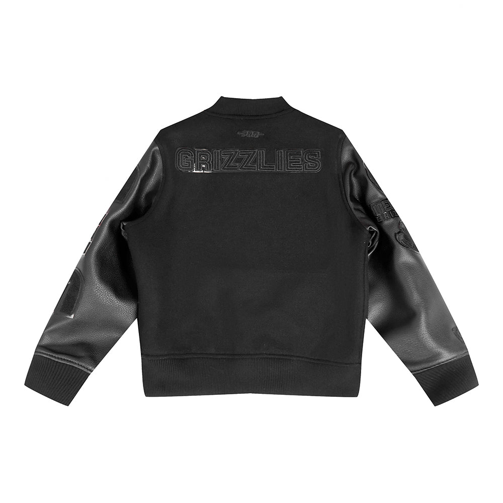 NBA MEMPHIS GRIZZLIES TRIPLE BLACK BIG BOYS WOOL VARSITY JACKET (JET BLACK) - Image 4