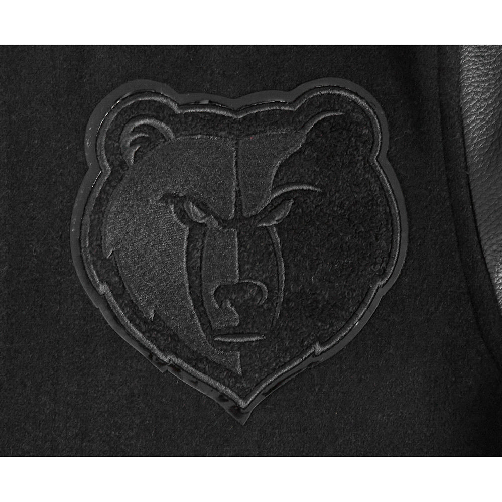 NBA MEMPHIS GRIZZLIES TRIPLE BLACK BIG BOYS WOOL VARSITY JACKET (JET BLACK) - Image 8