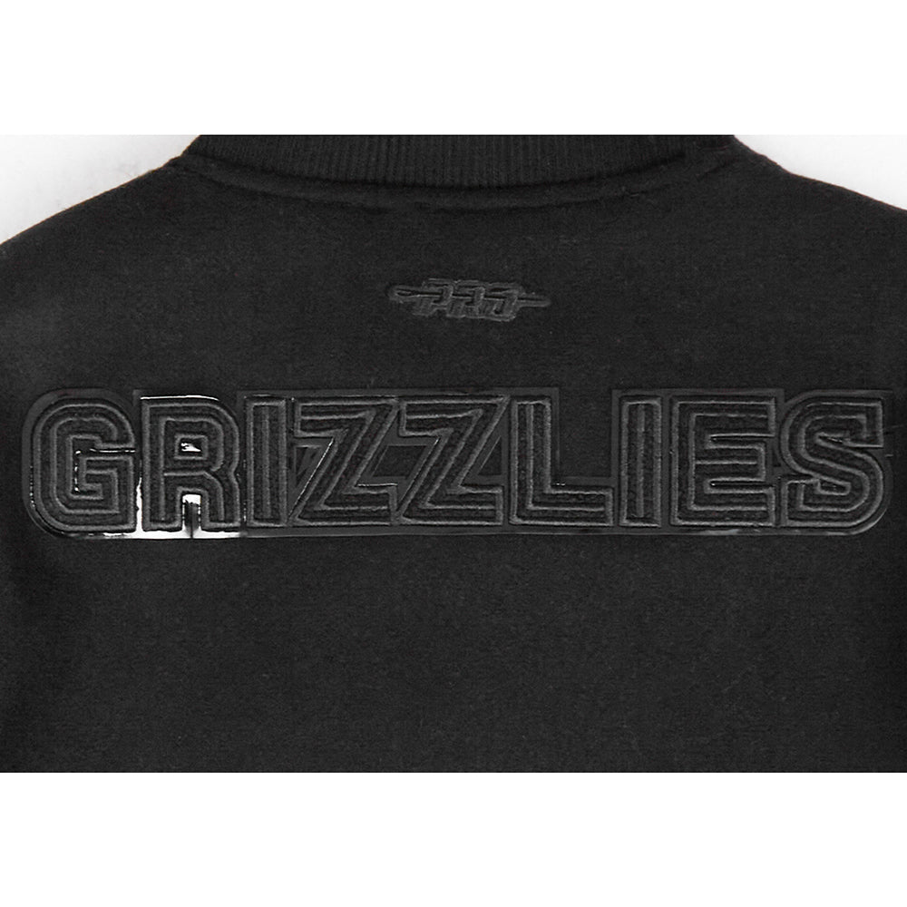 NBA MEMPHIS GRIZZLIES TRIPLE BLACK BIG BOYS WOOL VARSITY JACKET (JET BLACK) - Image 9