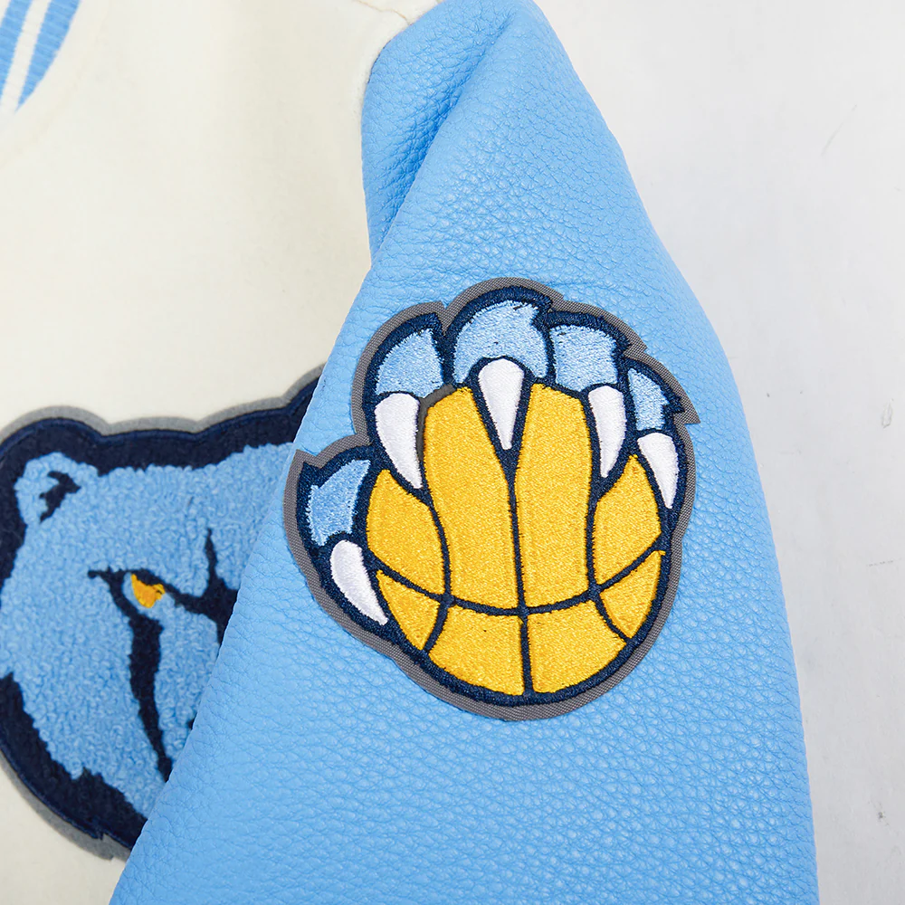 NBA MEMPHIS GRIZZLIES RETRO CLASSIC BIG BOYS RIB WOOL VARSITY JACKET (EGGSHELL/ UNIVERSITY BLUE) - Image 13